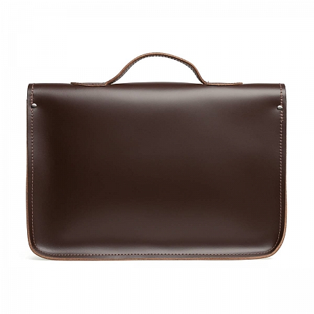 Zatchels Classic Satchel Dark Brown Handle 14.5-inch
